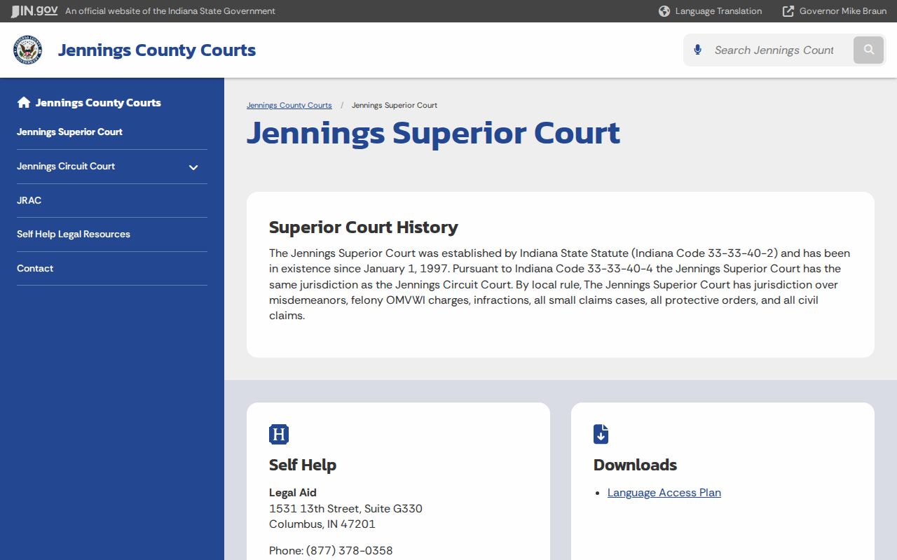 Jennings County Superior Court jurisdiction for bench warrant cases