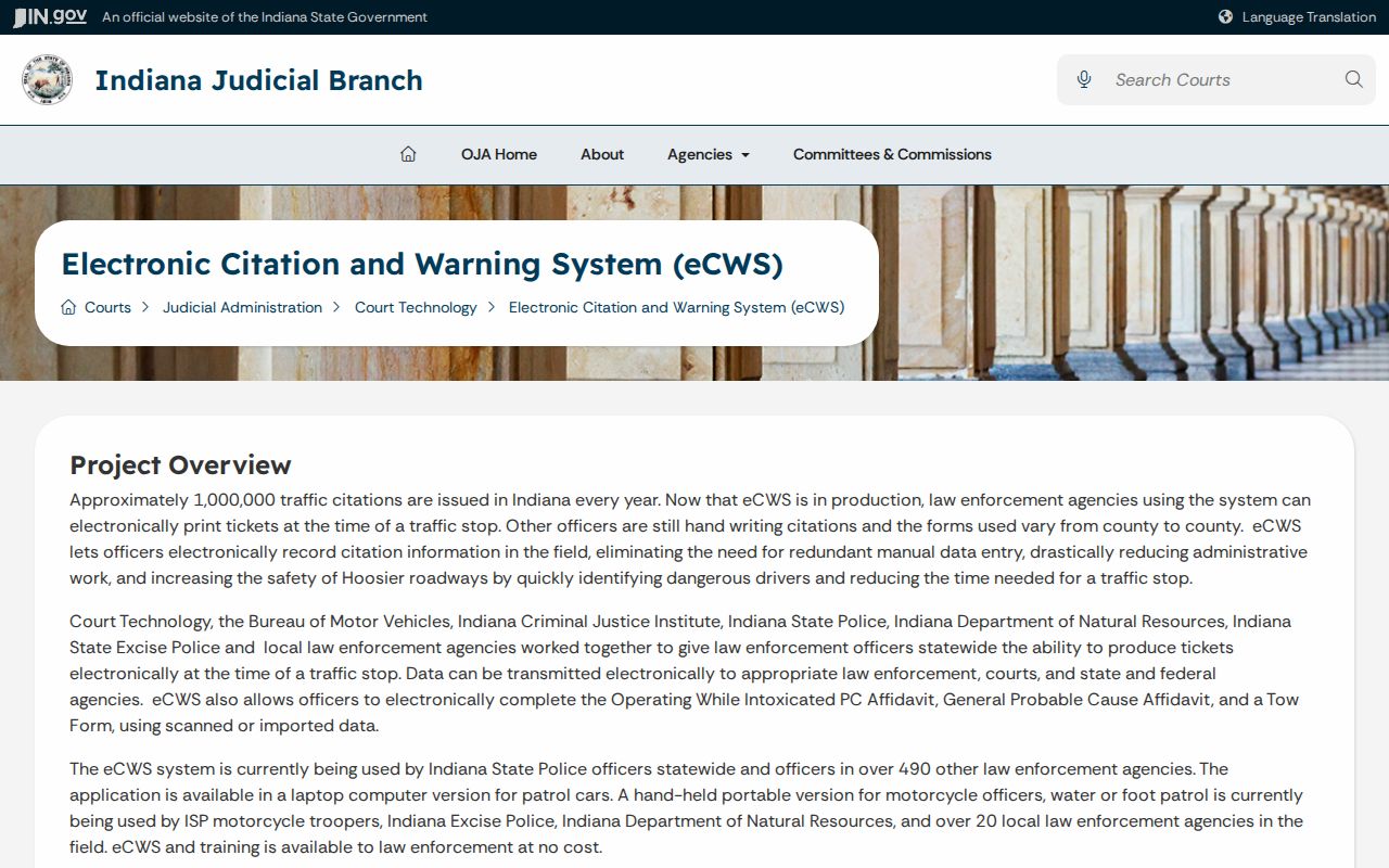 Jennings County traffic warrant electronic citation system explanation