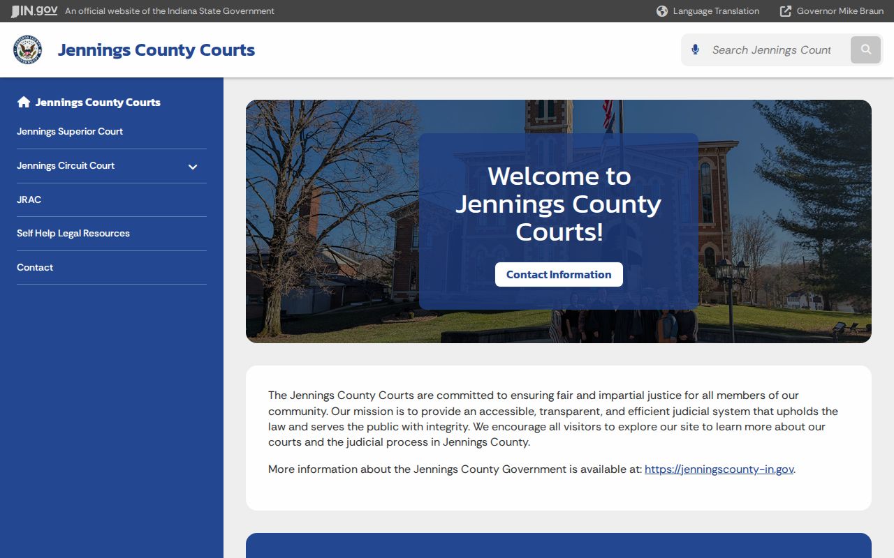 Official Jennings County courts landing page